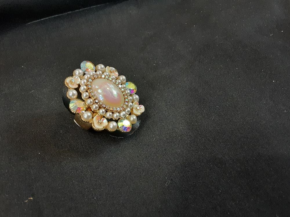 BAGUE STRASS ROSÉ MÉDAILLON