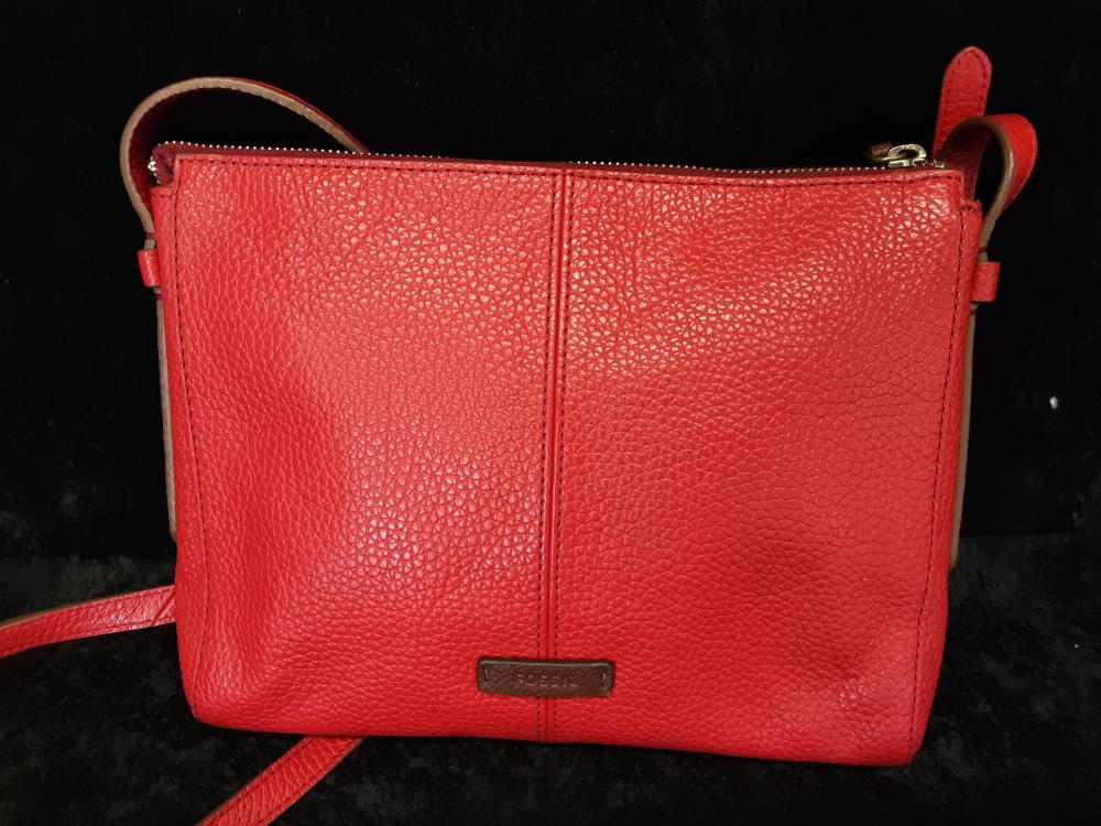 SAC A MAIN FOSSIL ROUGE CUIR