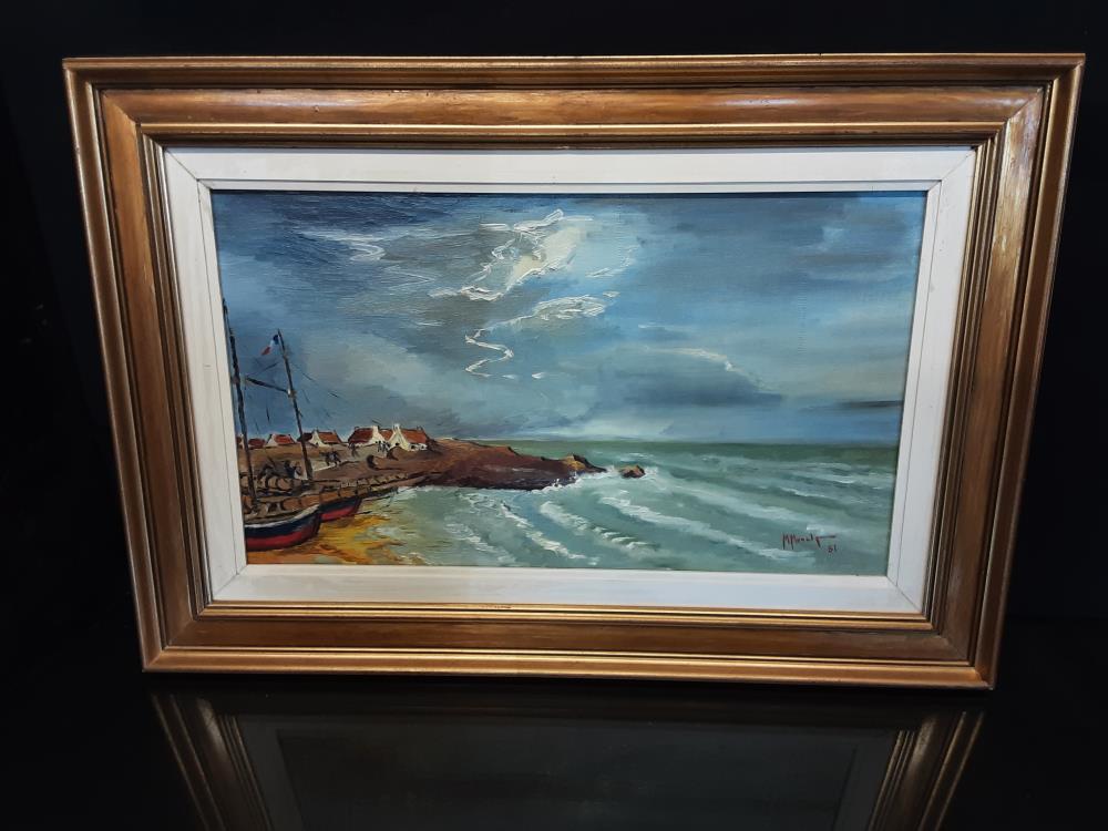 TABLEAU BATEAU/MER CADRE DORÉ SIGNÉ  M.MUNCK 