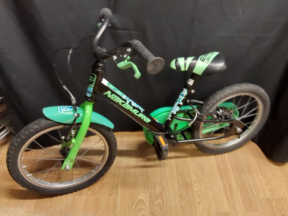 VELO ENFANT NAKAMURA NOIR ET VERT 16 P