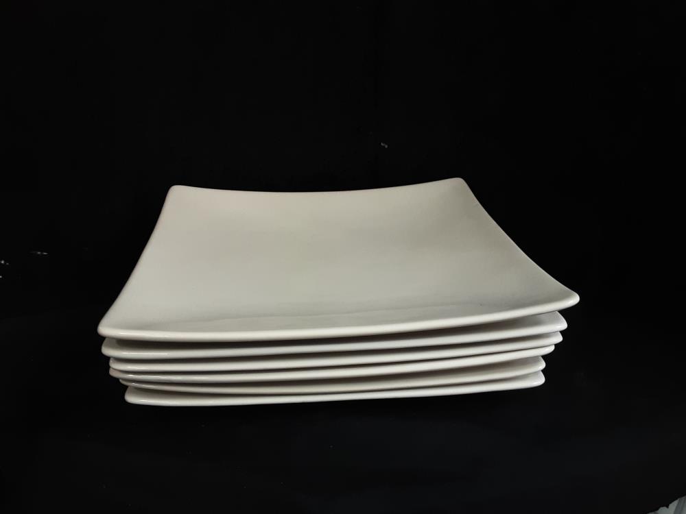 LOT DE 6 ASSIETTES PLATES CARREES BLANCHES 