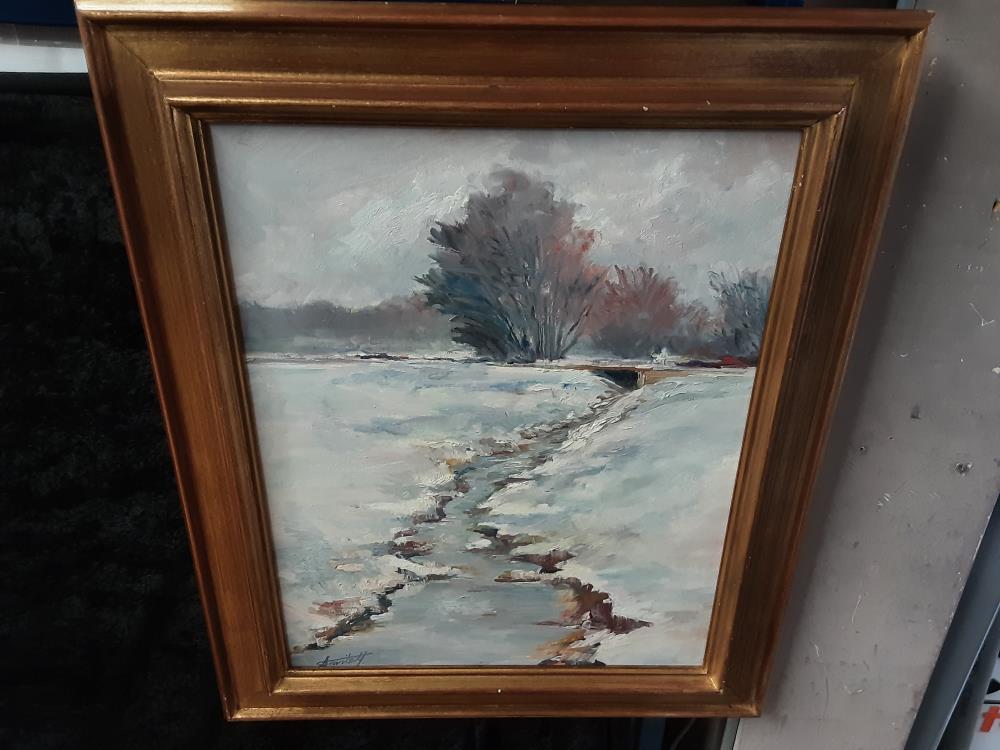 TABLEAU DÉCOR RIVIÈRE + NEIGE SIGNÉ 