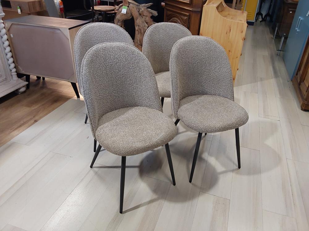 LOT DE 4 CHAISES "BOUCLE SABLE" DOS ARRONDIS (4524/54B) DESTOCKAGE