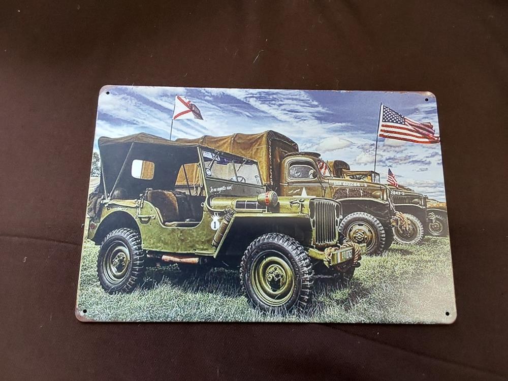  PLAQUE METAL VEHICULE MILITAIRE 20 X 30CM JF001JG