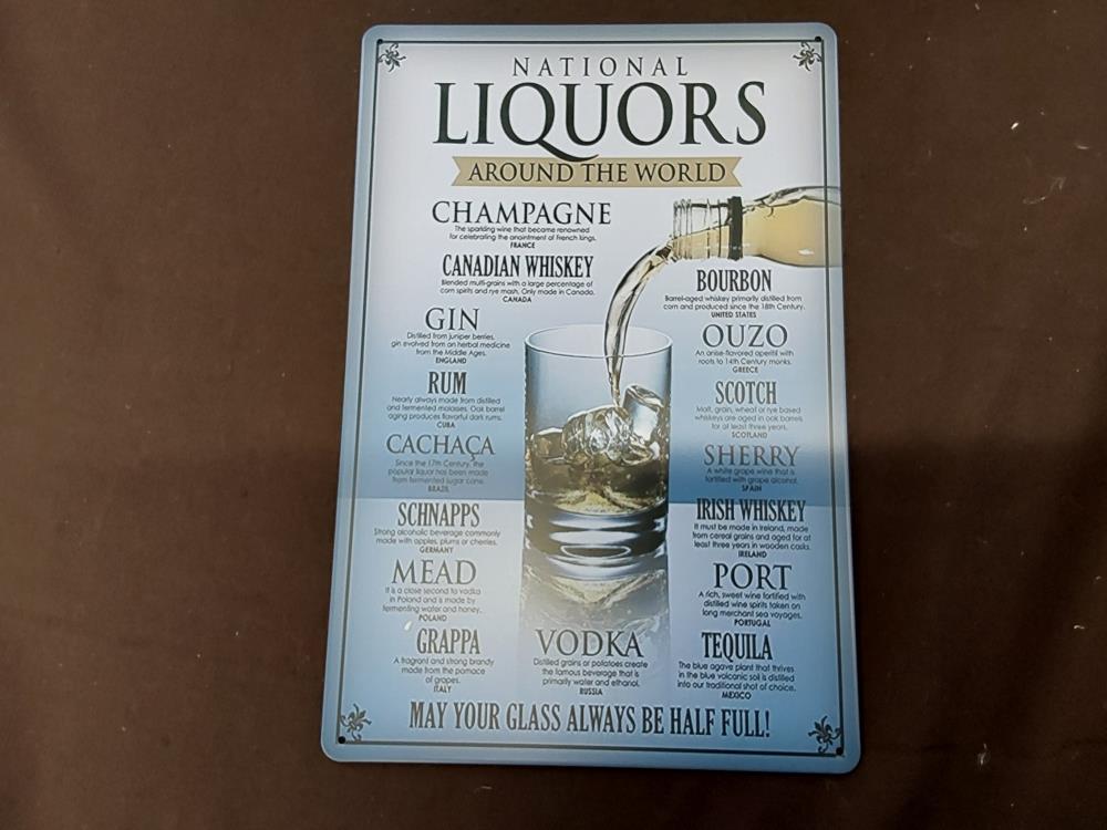 PLAQUE METAL LIQUORS 20 X 30CM JF001XA