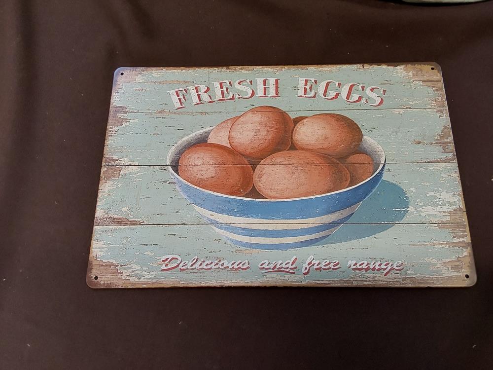 PLAQUE METAL FRESH EGGS 20 X 30CM JF001ZT