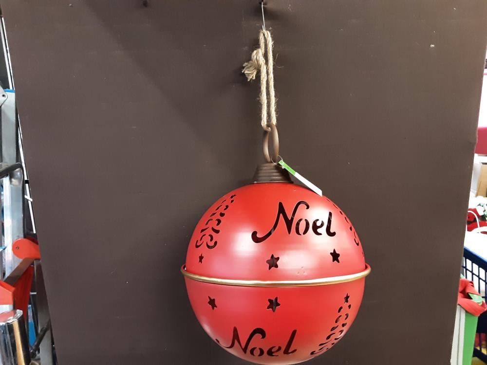 BOULE DE NOEL METAL ROUGE TGM 36X36X44 CH164-R