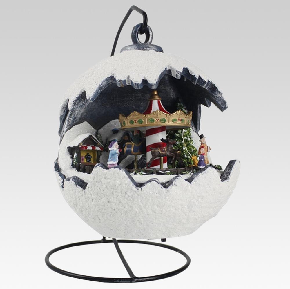 BOULE DE NEIGE CARROUSEL LUMINEUSE ET MUSICALE 20X20X34 CH125