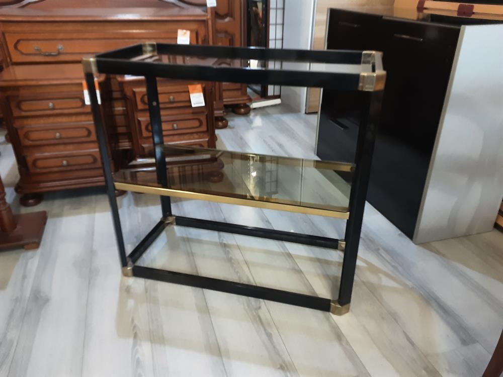 ETAGERE NOIR ET DORE PL EN VERRE