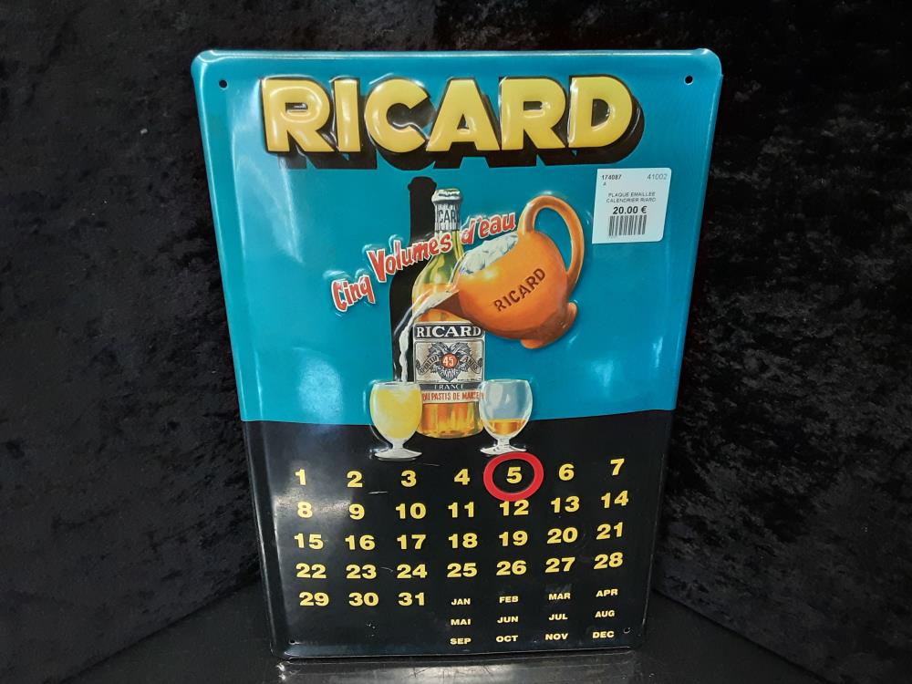 PLAQUE EMAILLEE CALENDRIER RIARD