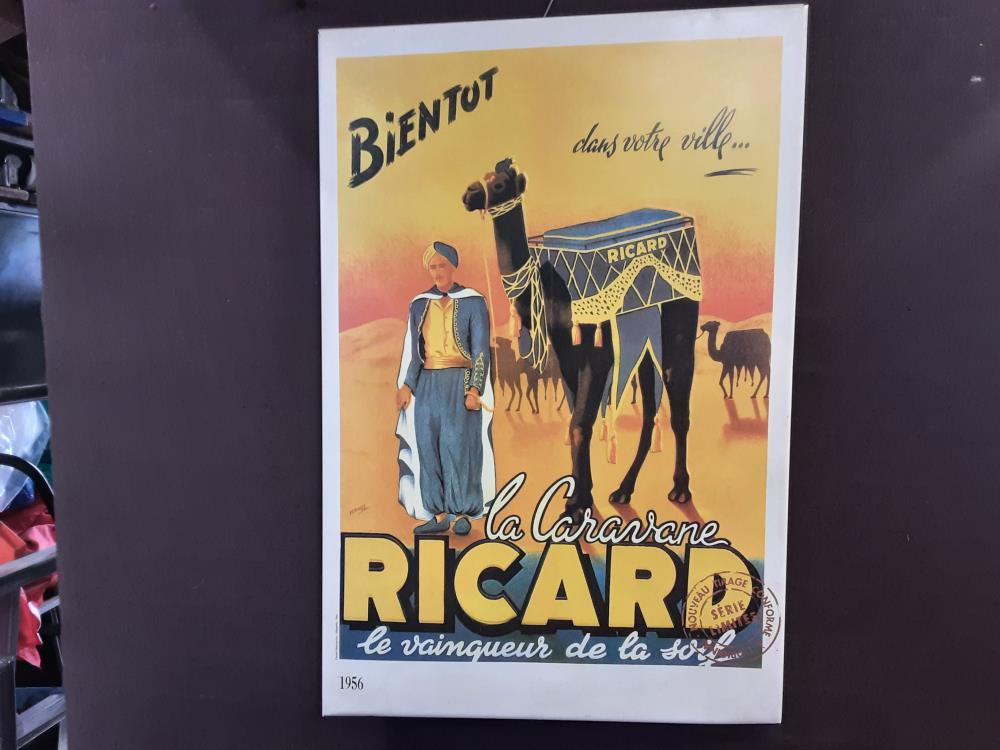 PLAQUE METAL RICARD 1956 DIMENSIONS 44X63