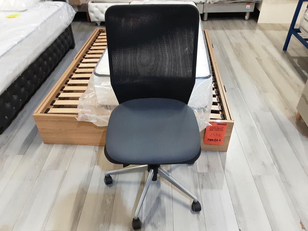 CHAISE DE BUREAU NOIRE ASSISE GRISE 