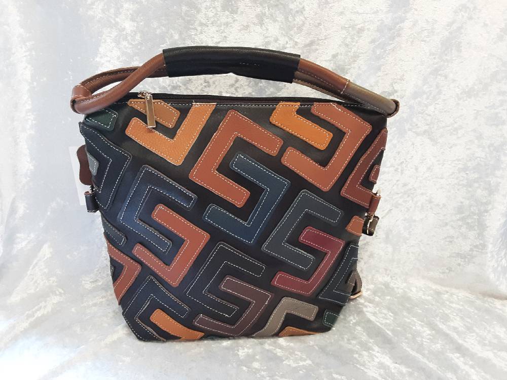 SAC A MAIN CUIR BRUN AVEC LANIERE (2599)