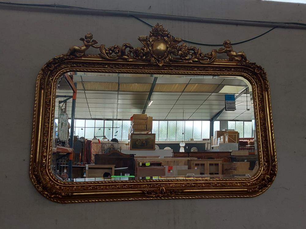 MIROIR HORIZONTAL BAROQUE BISEAUTE ANGELOTS CADRE DORE