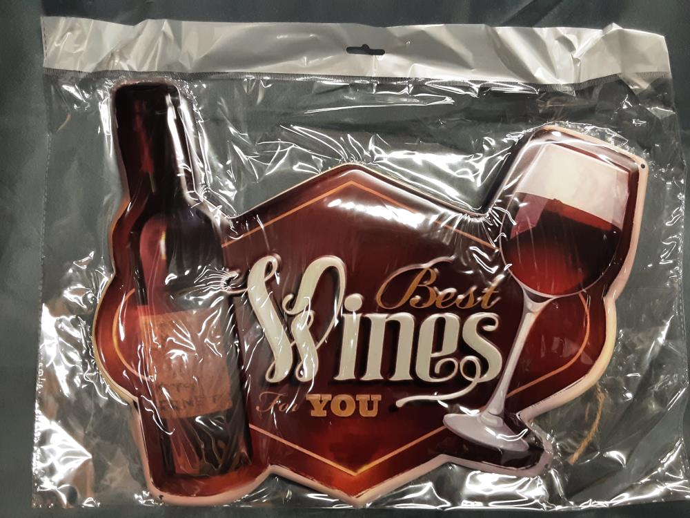 PLAQUE METAL BEST WINES FOR YOU (NY-57)