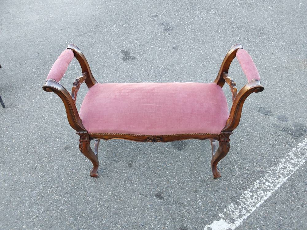 BANQUETTE BOIS ET VELOURS ROSE