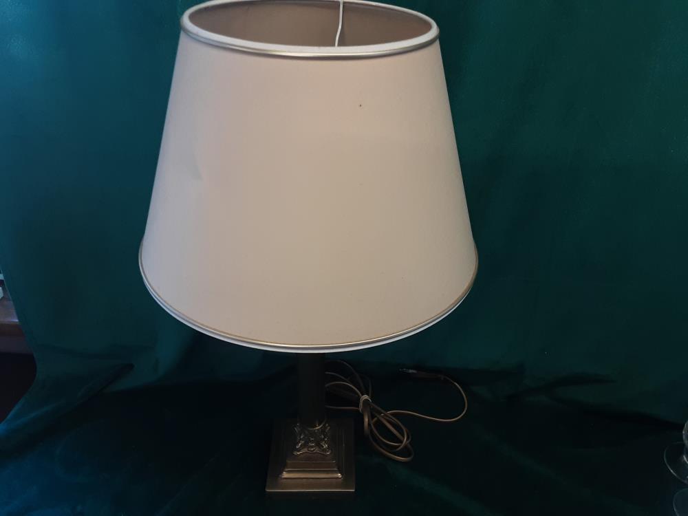 LAMPE PIED BRONZE ABAT-JOUR BEIGE 