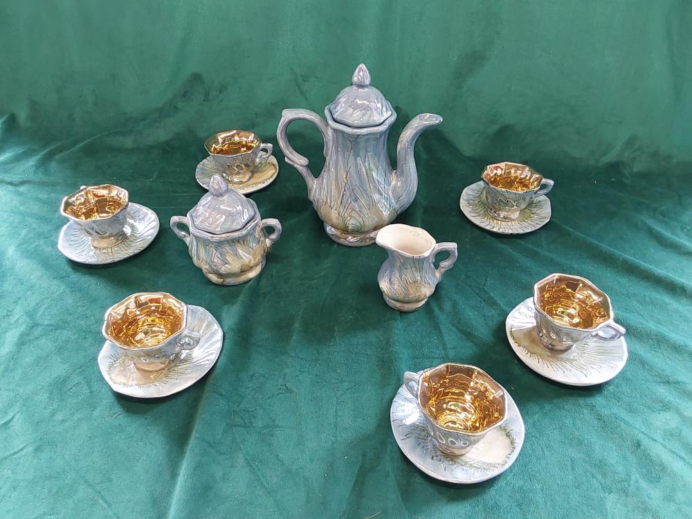 SERVICE A CAFÉ PORCELAINE BLEU NACRE