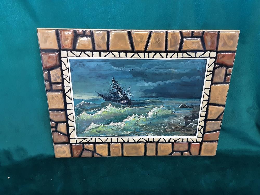 TABLEAU MARINE 34X26 SIGNE 