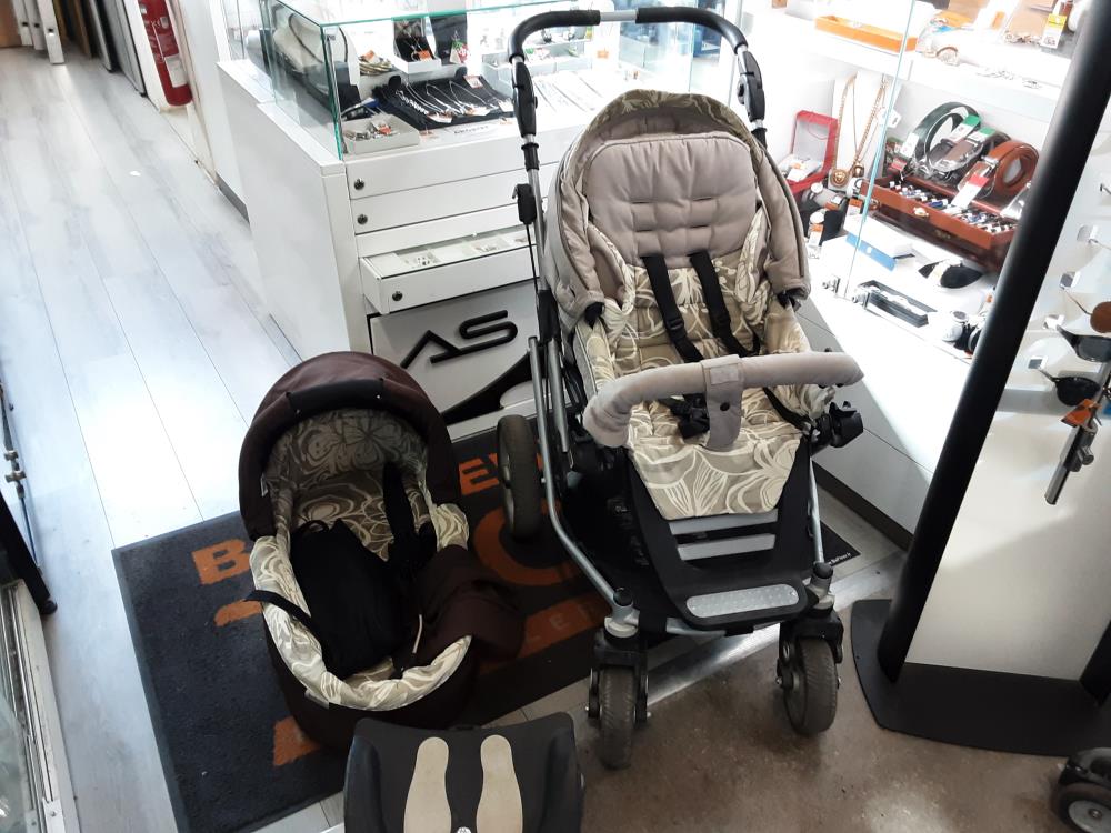 POUSSETTE LANDAU TEUTONIA GRIS-BRUN AVEC ACCESSOIRES