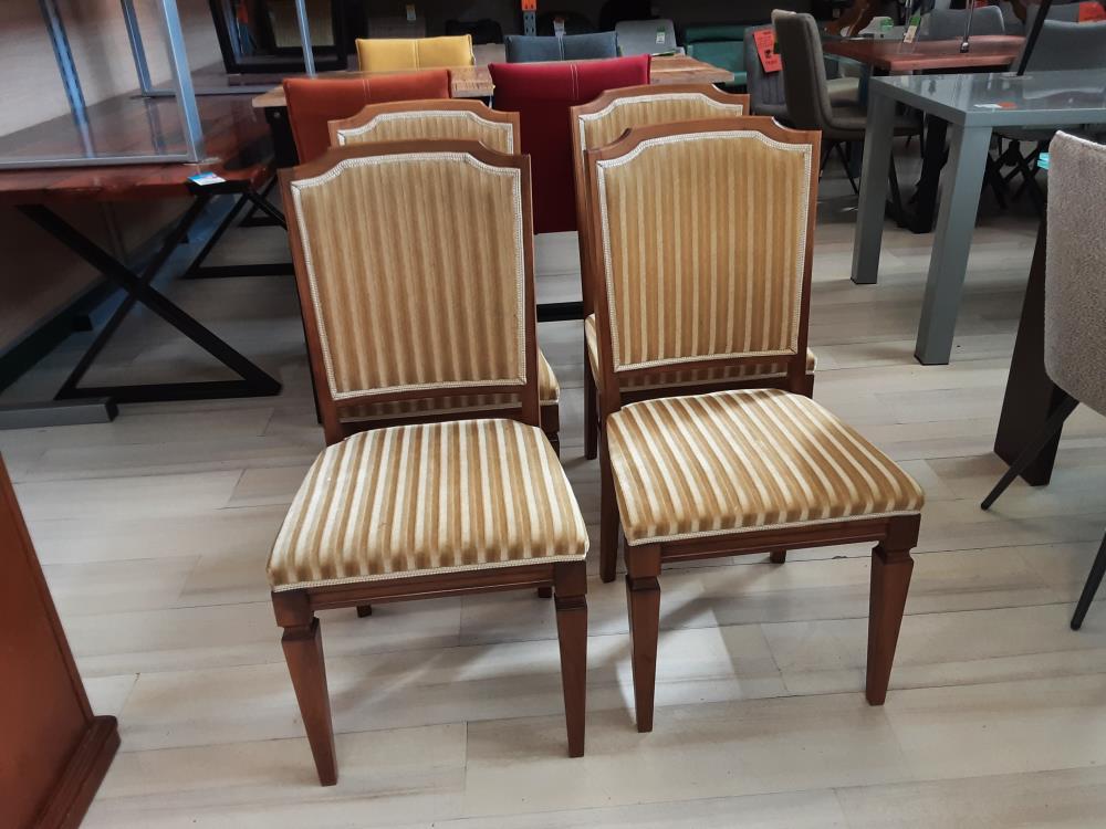 LOT 4 CHAISES ASSISES JAUNES A RAYURES