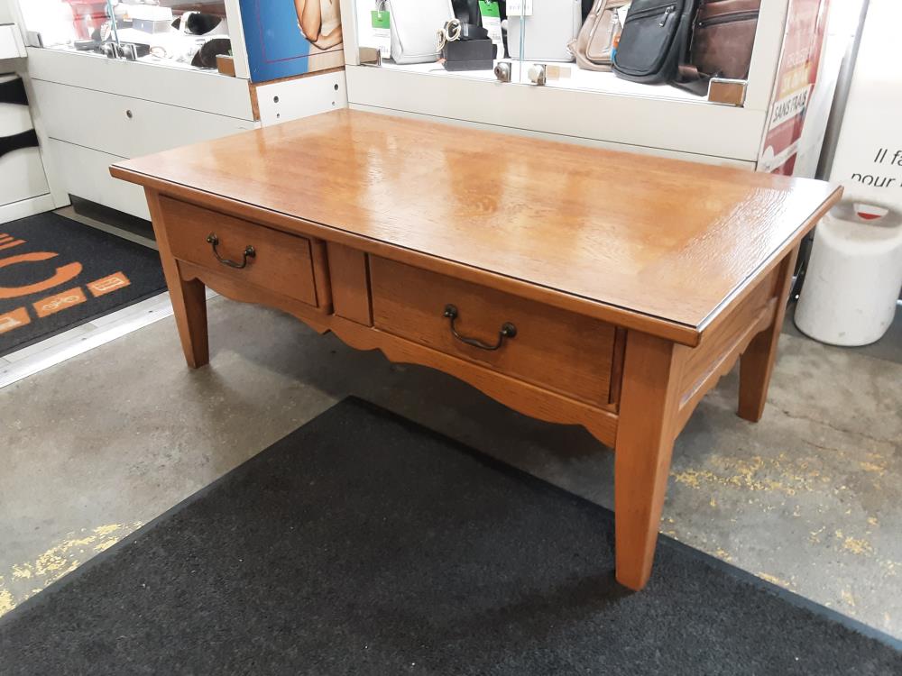 TABLE BASSE 2 TIROIRS CHENE CLAIR 