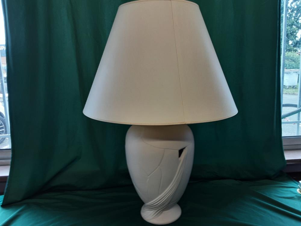 LAMPE DE SALON  PIED CERAMIQUE BLANC DRIMMER 77CM HAUTEUR