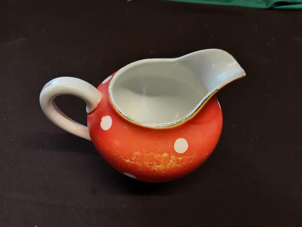 POT À LAIT GM ORANGE A POIS BLANCS DE SARREGUEMINES