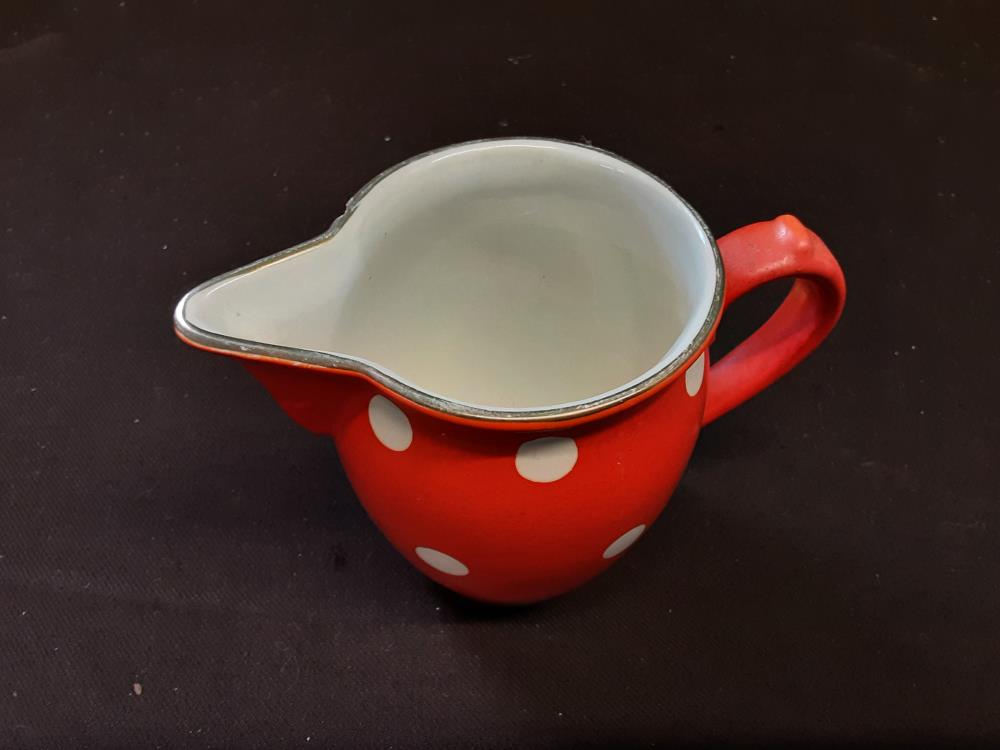 POT À LAIT PM ORANGE A POIS BLANCS DE SARREGUEMINES