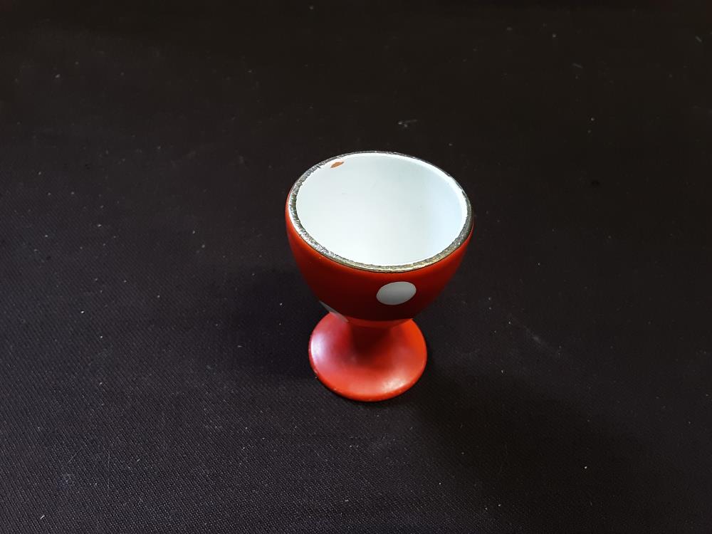COQUETIER ORANGE A POIS BLANCS DE SARREGUEMINES