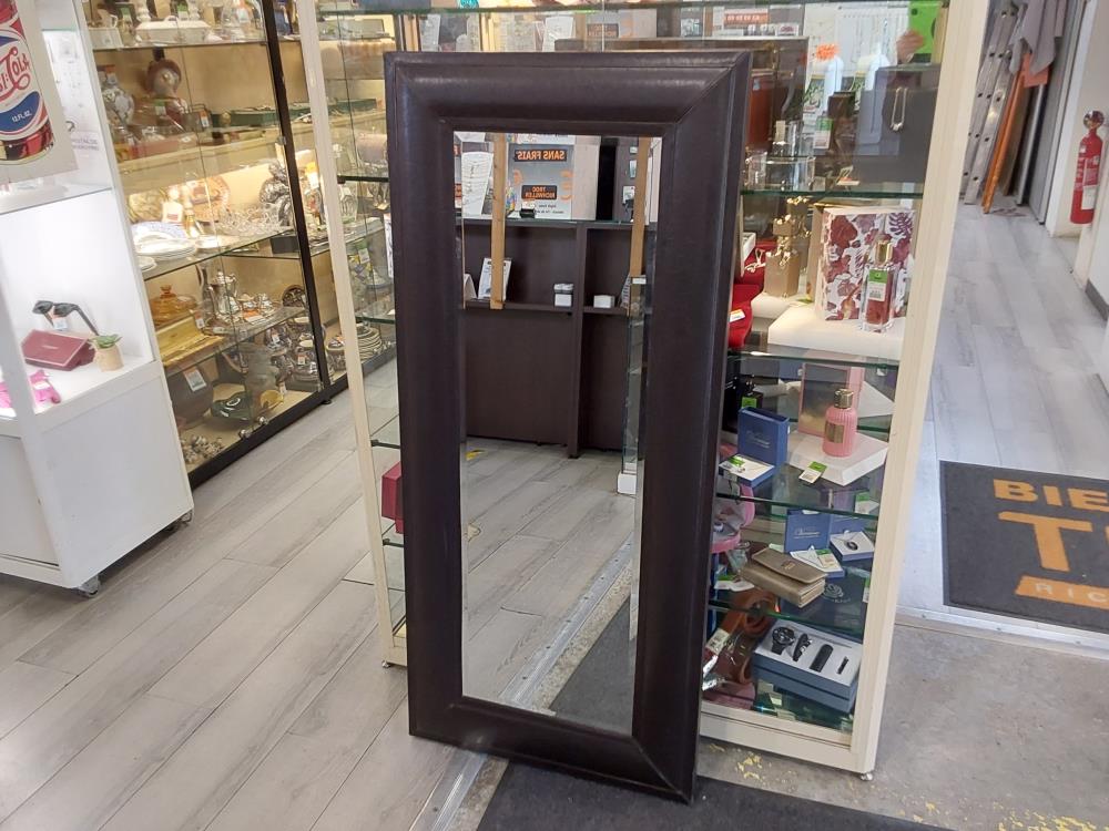 MIROIR CADRE CUIR BRUN
