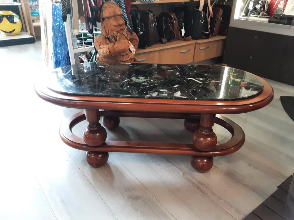 TABLE BASSE MERISIER PLATEAU MARBRE 