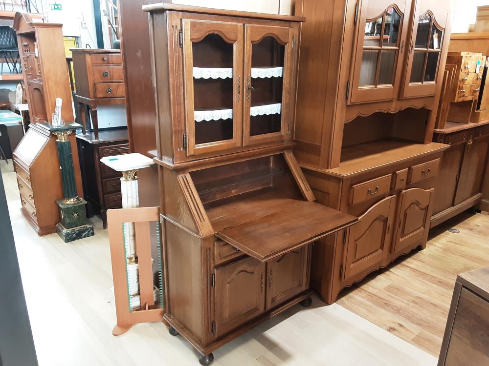 SECRETAIRE CHENE 2 PORTES VITREES 