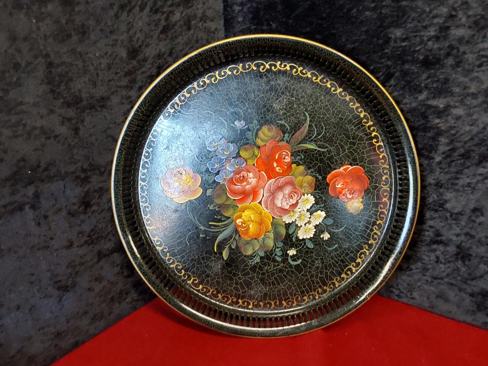 PLATEAU NAPOLÉON III DÉCOR FLEURS 