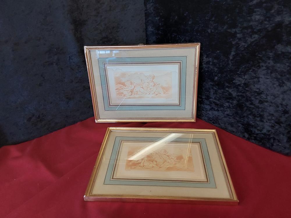 TABLEAU CHERUBINS SANGUINE D'APRÈS BOUCHER SIGNÉ PEQUEGNOT