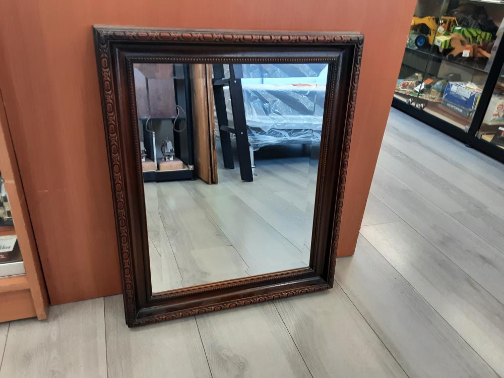 MIROIR BISEAUTE CADRE BOIS FONCE 51X61