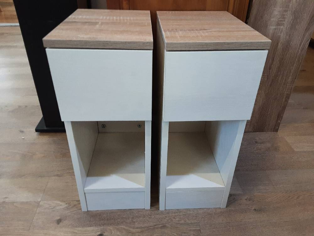LOT DE 2 TABLES DE NUIT ASPECT BOIS BLANC NATUREL (831-881V02WT) 2ÈME CHOIX