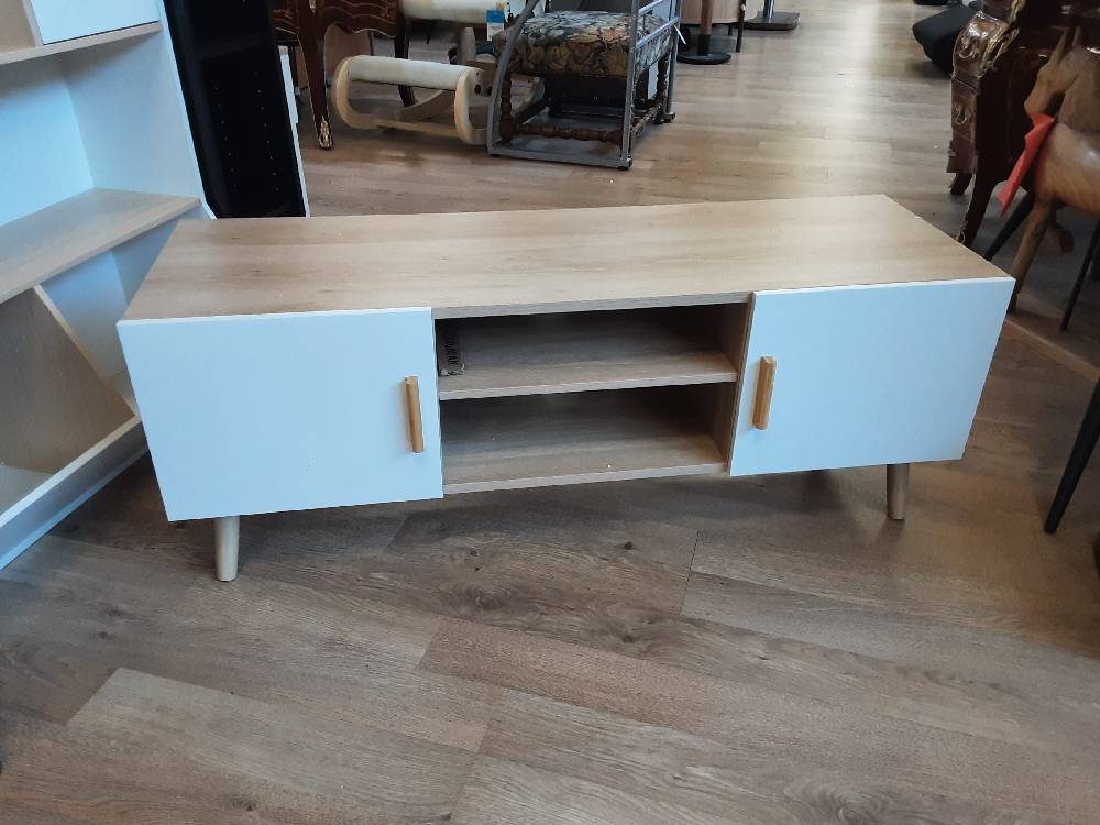 MEUBLE TV STYLE SCANDINAVE COLORIS BLANC ET BOIS (83B-094V00AK) 2ÈME CHOIX