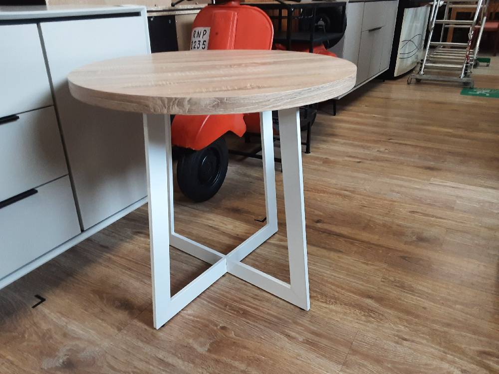 TABLE RONDE ASPECT CHENE ET BLANC (83A-074V00ND) 2ÈME CHOIX