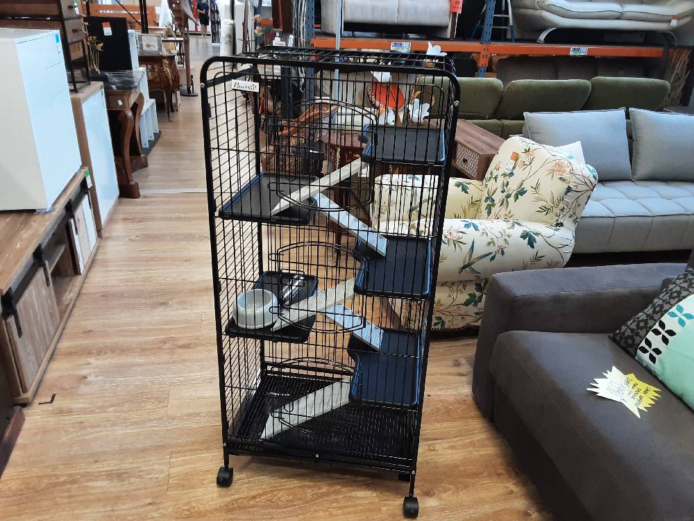 CAGE POUR PETITS ANIMAUX 5 RAMPES SUR ROULETTES (D51-158V01BK) 2ÈME CHOIX