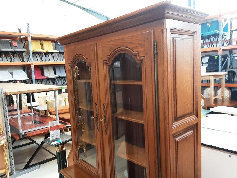 BIBLIOTHÈQUE VITRINE 4 PORTES DONT 2 VITRÉES EN CHÊNE 