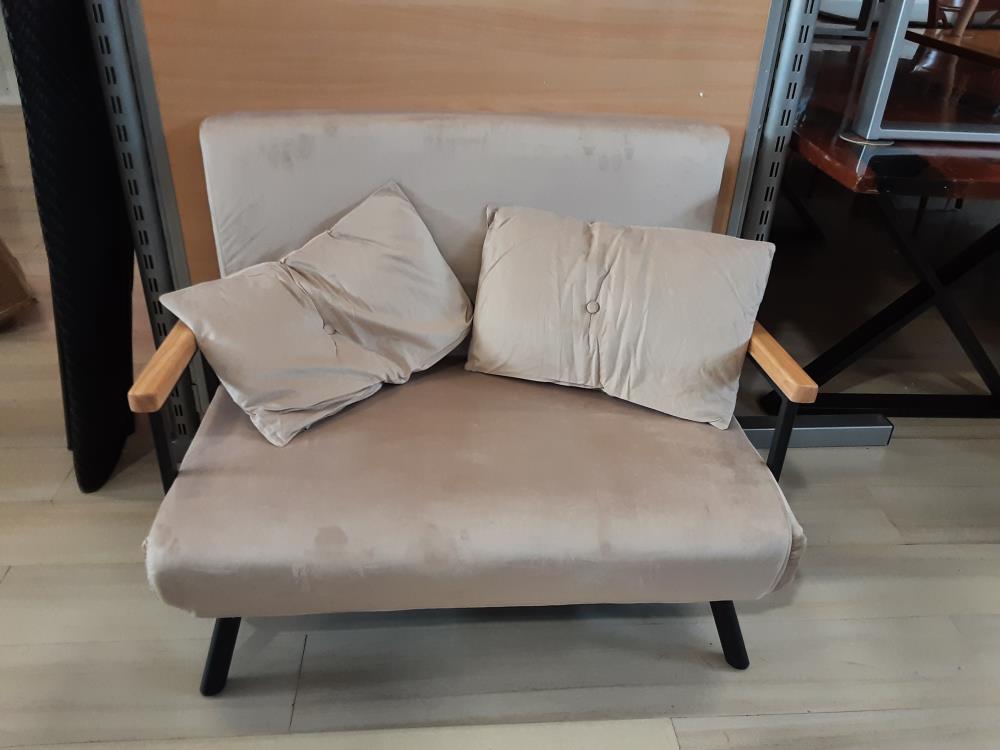 CANAPÉ CONVERTIBLE 2PL. VELOURS BEIGE (839-835V00BG) 2EME CHOIX