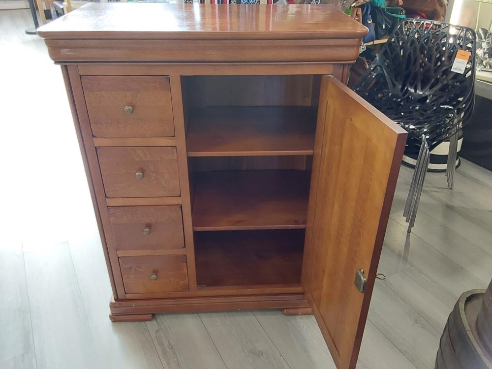 MEUBLE 1 PORTE 4 TIROIRS MERISIER