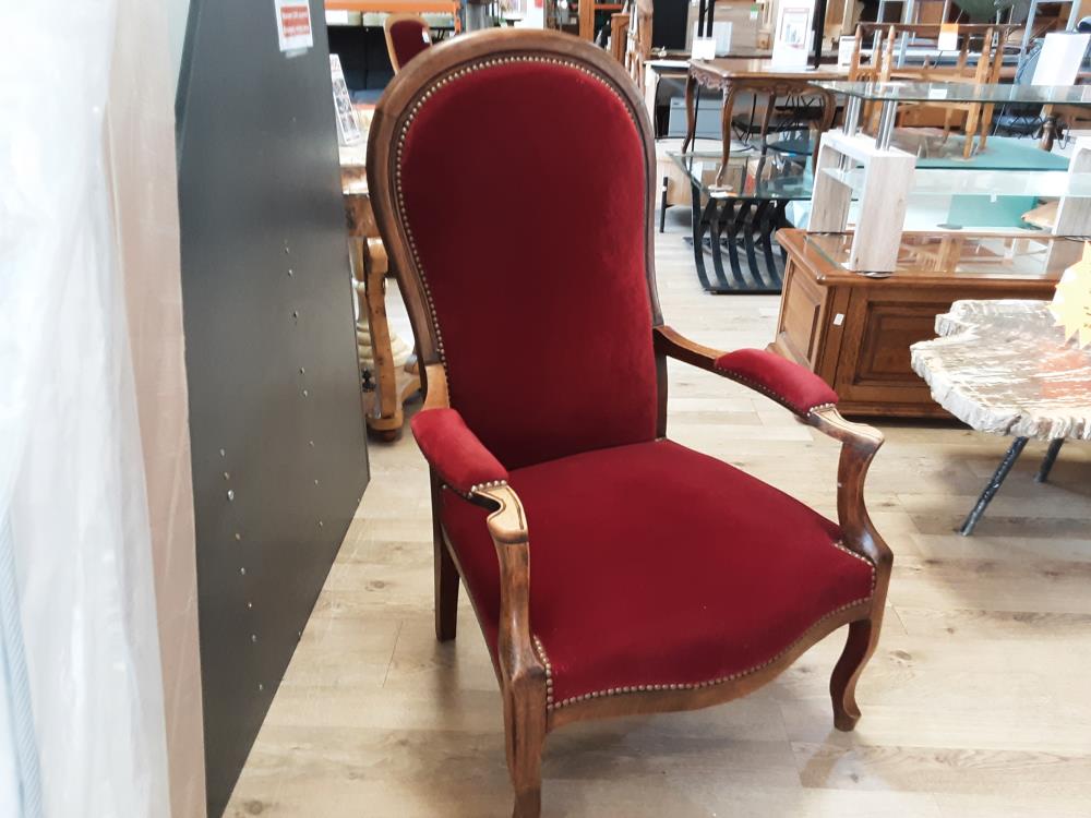 FAUTEUIL VOLTAIRE TISSU ROUGE