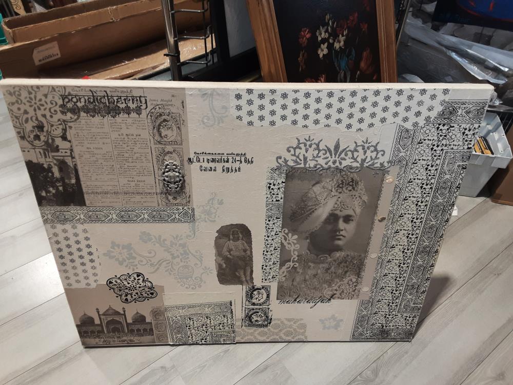 TABLEAU NOIR ET BLANC MAHARAJA SANS CADRE