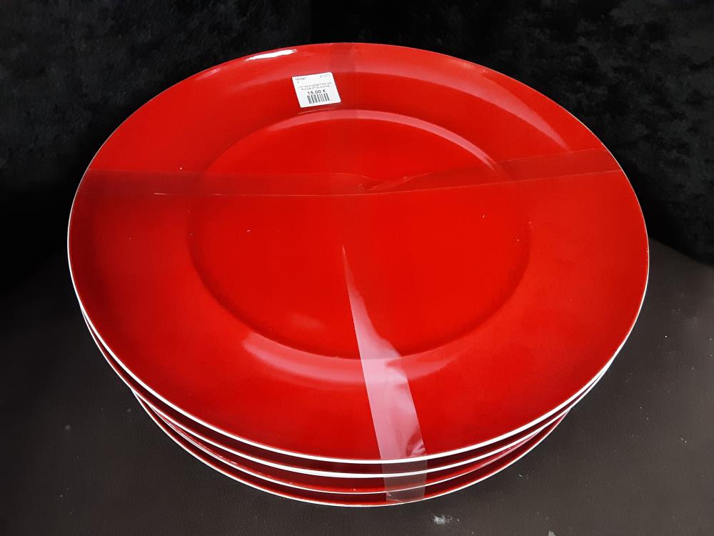 LOT DE 6 ASSIETTES GM ROUGE ET BLANCHE