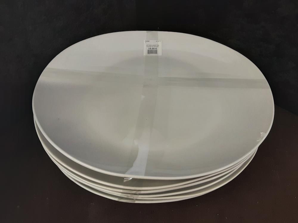 LOT DE 6 ASSIETTES PLATES BLANCHES