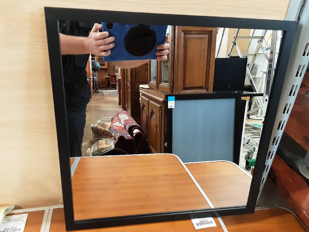MIROIR CARRÉ CADRE BOIS NOIR (830-829V80BK) 2ÈME CHOIX