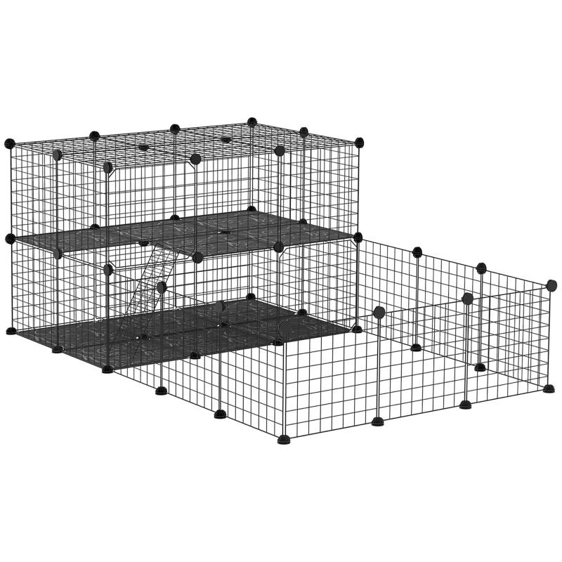 PARC/CAGE PETITS ANIMAUX 2 NIVEAUX (D51-254) 2ÈME CHOIX