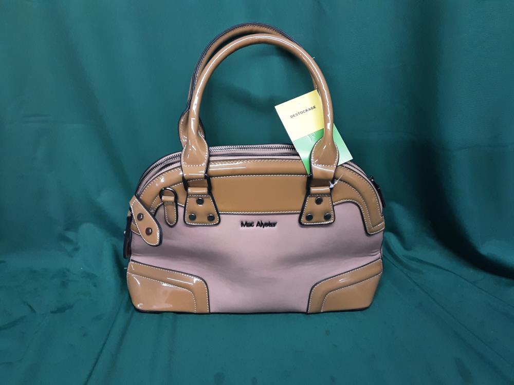 SAC A MAIN MAC ALYSTER BI-MATIERE TAUPE ET KAKI BRILLANT